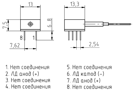 Неохлаждаемый лазерный модуль ДМПО131Н-8/ДМПО155Н-8
